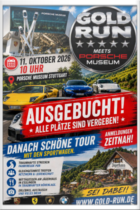 Gold-Run Sportwagenausfahrt meets Porsche Museum Stuttgart