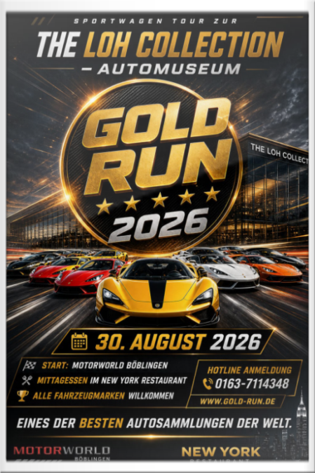 Gold-Run SportwagenTour - Tagestour Nationales Automuseum 2026