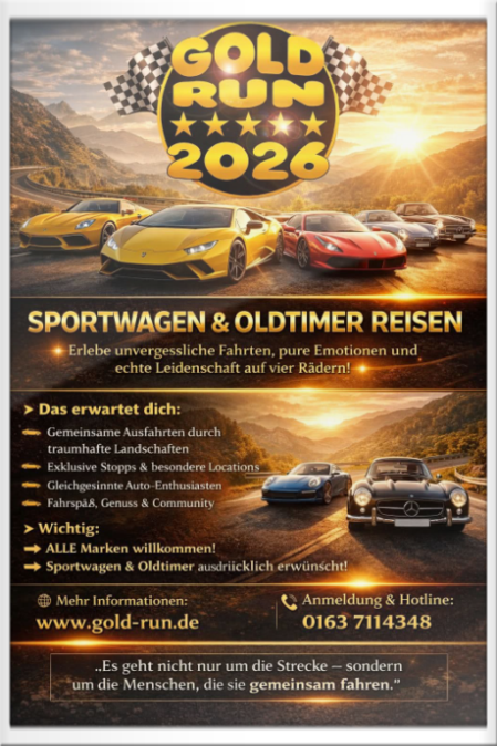 Gold-Run Sportwagenausfahrt - Schweiz 2027